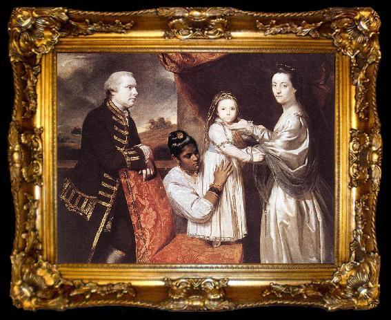 framed  REYNOLDS, Sir Joshua George Clive and his Family with an Indian Maid, ta009-2